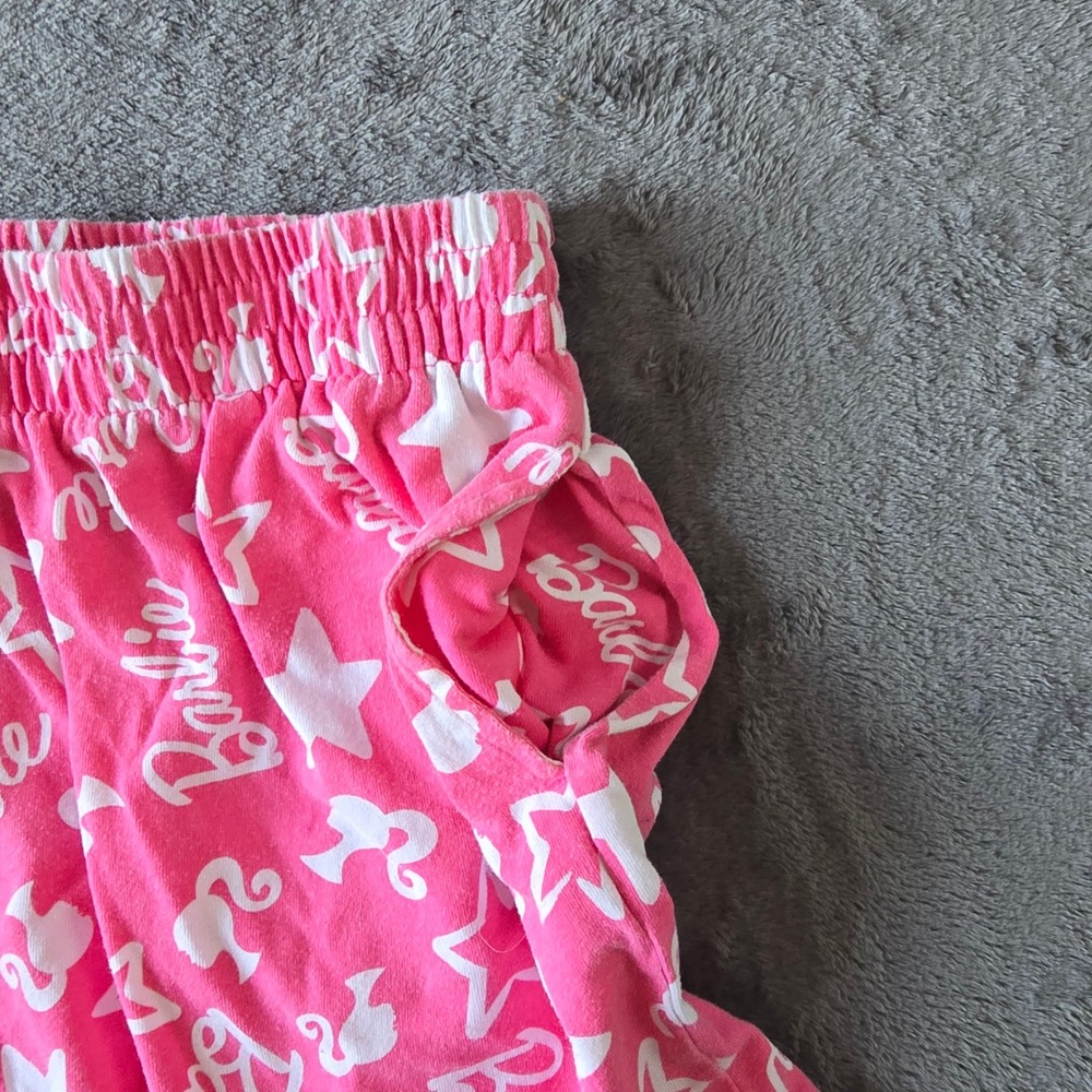 Hybrid Apparel Barbie Pink Sleep Shorts 2X Logo & Stars Print Pajama Lounge Pant - Picture 9 of 14